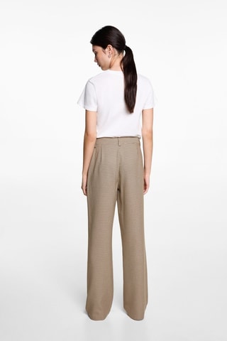 Pantalon de costume en pied-de-poule - Beige