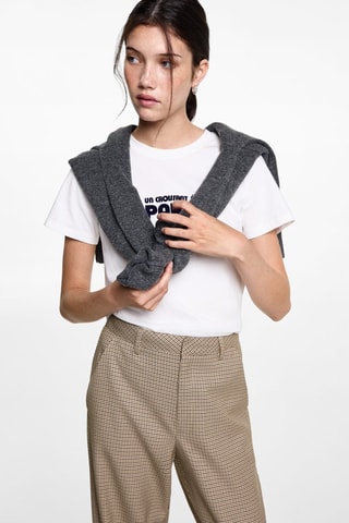 Pantalon de costume en pied-de-poule - Beige