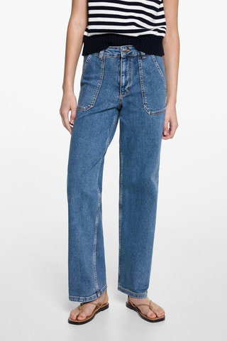 Jean style jupe-culotte poches - Bleu