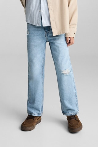 Jean Dad déchirures décoratives - Bleu