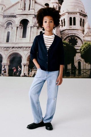 Jean Dad déchirures décoratives - Bleu