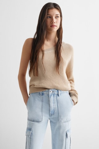 Jean droit style cargo - Bleu clair