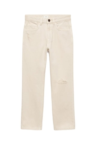 Jean droit déchirures décoratives - Blanc