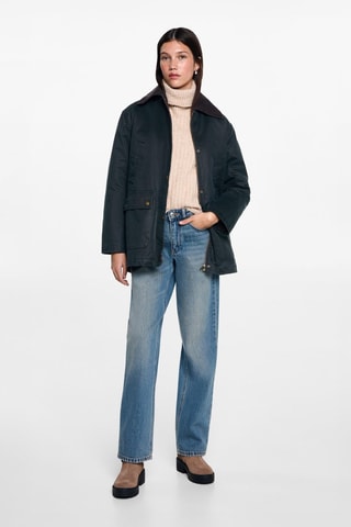 Parka longue effet ciré - Bleu marine