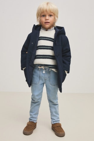 Manteau long capuche - Bleu marine