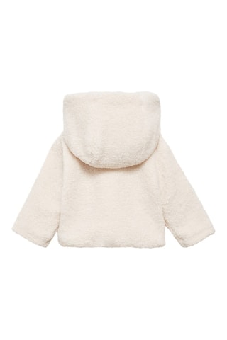 Manteau imitation mouton retourné capuche - Blanc cassé