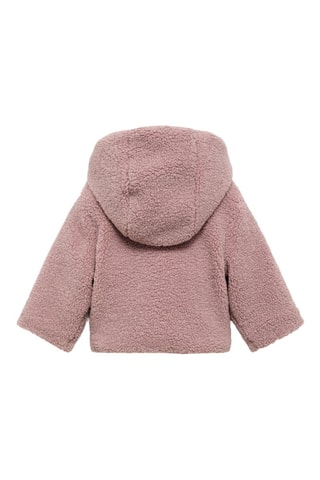 Manteau imitation mouton retourné capuche - Rose