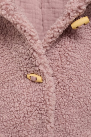 Manteau imitation mouton retourné capuche - Rose