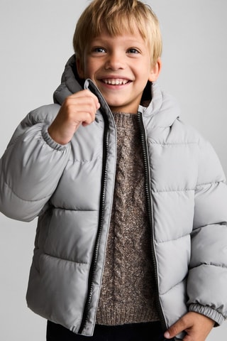 Anorak matelassé capuche - Gris clair