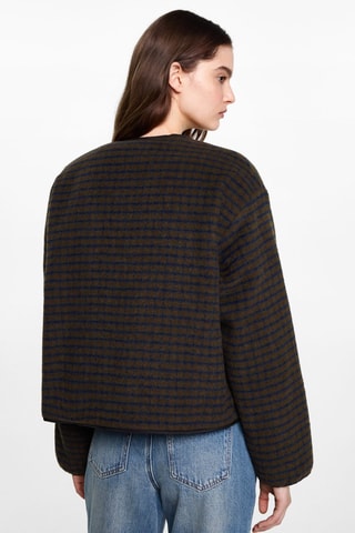 Veste texturée carreaux - Marron et bleu