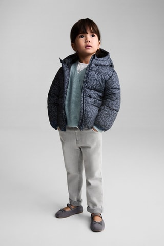 Anorak matelassé à fleurs - Bleu