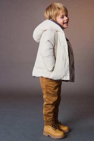 Anorak matelassée imitation mouton retourné - Gris