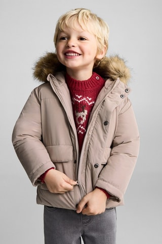 Anorak matelassé intérieur polaire - Beige