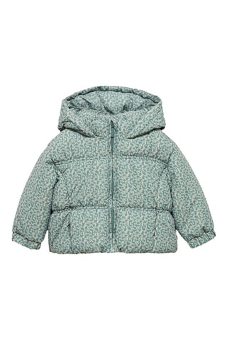 Anorak matelassé à fleurs - Vert pastel