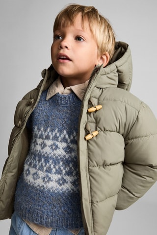 Anorak matelassée imitation mouton retourné - Vert