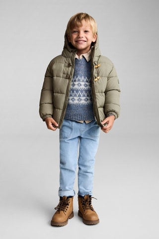 Anorak matelassée imitation mouton retourné - Vert