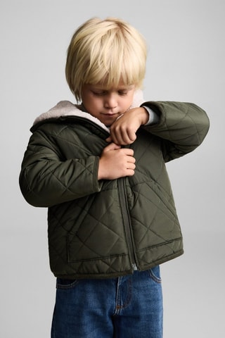 Anorak matelassée imitation mouton retourné - Kaki