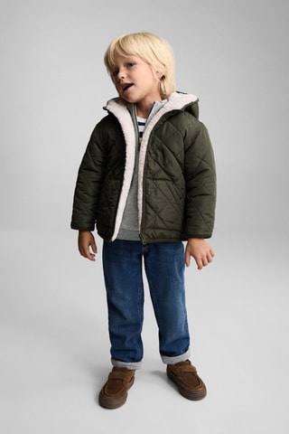 Anorak matelassée imitation mouton retourné - Kaki