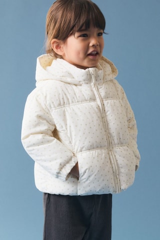 Anorak matelassé à fleurs - Blanc cassé