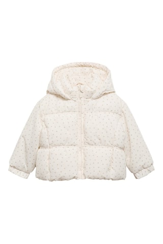 Anorak matelassé à fleurs - Blanc cassé