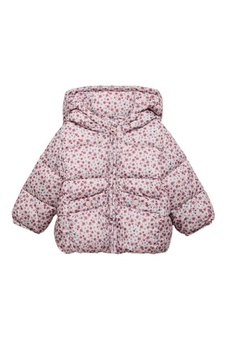 Anorak matelassé à fleurs - Rose