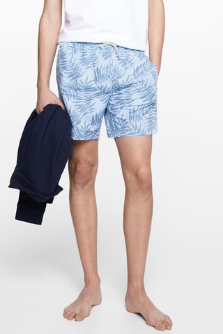 Maillot de bain imprimé feuilles - Bleu