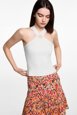 Top maille croisé - Blanc cassé