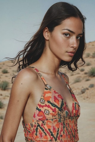 Top imprimé perles - Orange pastel