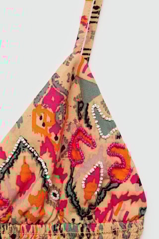 Top imprimé perles - Orange pastel