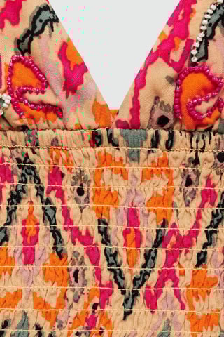 Top imprimé perles - Orange pastel