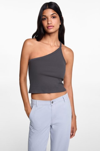 Crop top asymétrique - Anthracite