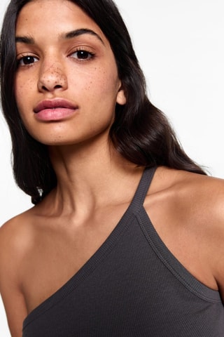 Crop top asymétrique - Anthracite