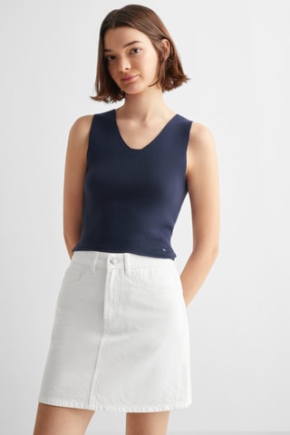 Top maille bretelles - Bleu marine