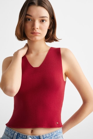 Top maille bretelles - Grenat