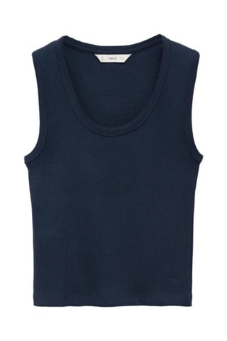 Top côtelé en coton - Bleu marine