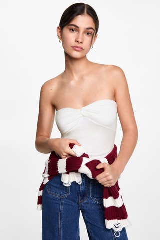 Crop top noeud - Blanc cassé