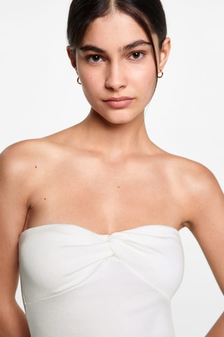 Crop top noeud - Blanc cassé