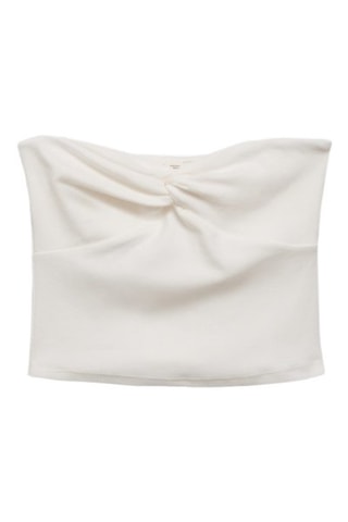 Crop top noeud - Blanc cassé