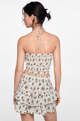 Top froncé imprimé - Blanc cassé