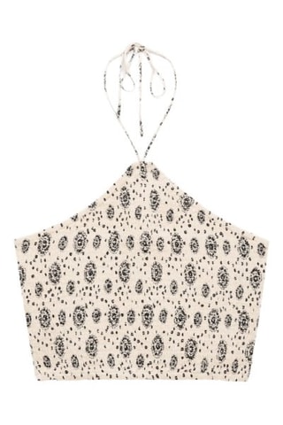 Top froncé imprimé - Blanc cassé