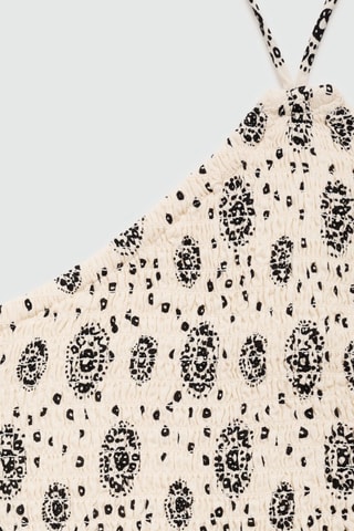 Top froncé imprimé - Blanc cassé