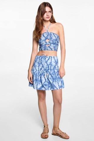 Top crop imprimé - Bleu clair