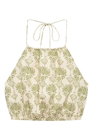 Top crop imprimé - Blanc cassé