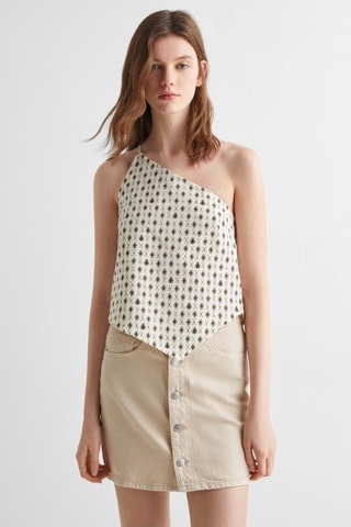 Top asymétrique imprimé - Blanc cassé