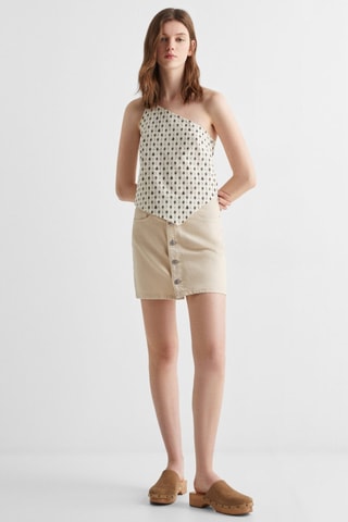 Top asymétrique imprimé - Blanc cassé