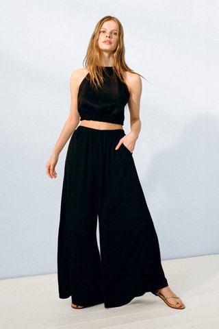 Top crop froncé - Noir