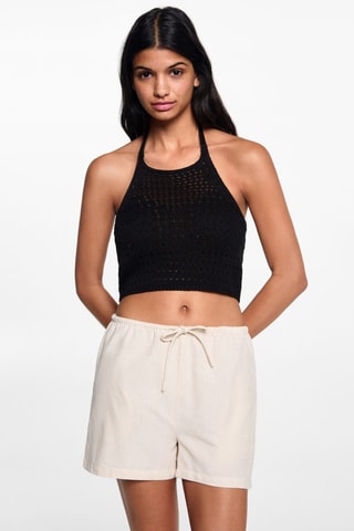 Top crochet emmanchures américaines - Noir