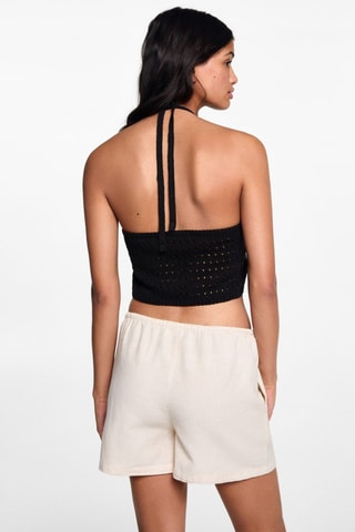 Top crochet emmanchures américaines - Noir