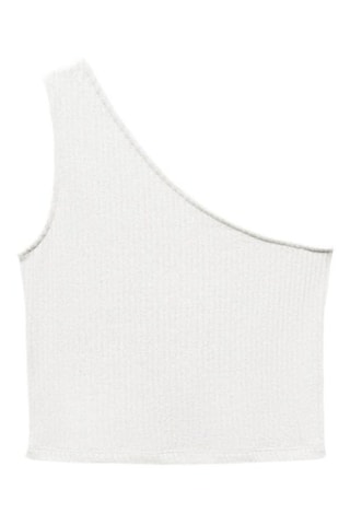 Top maille côtelée Lurex - Blanc cassé