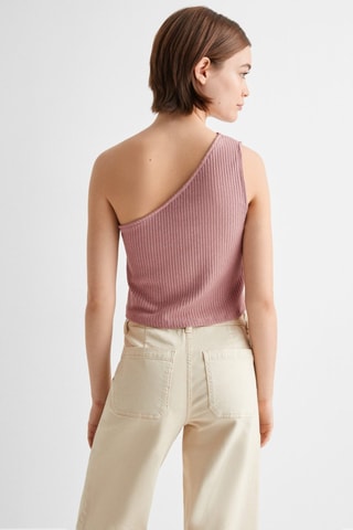 Top maille côtelée Lurex - Rose